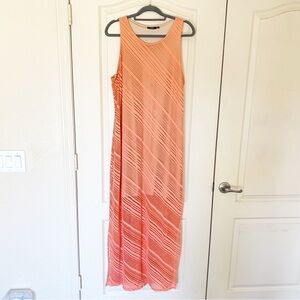 APT. 9 Coral Ombre Pleated Sleeveless Maxi Dress Size L